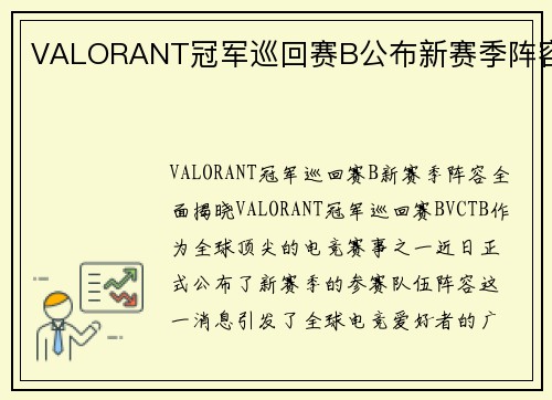VALORANT冠军巡回赛B公布新赛季阵容